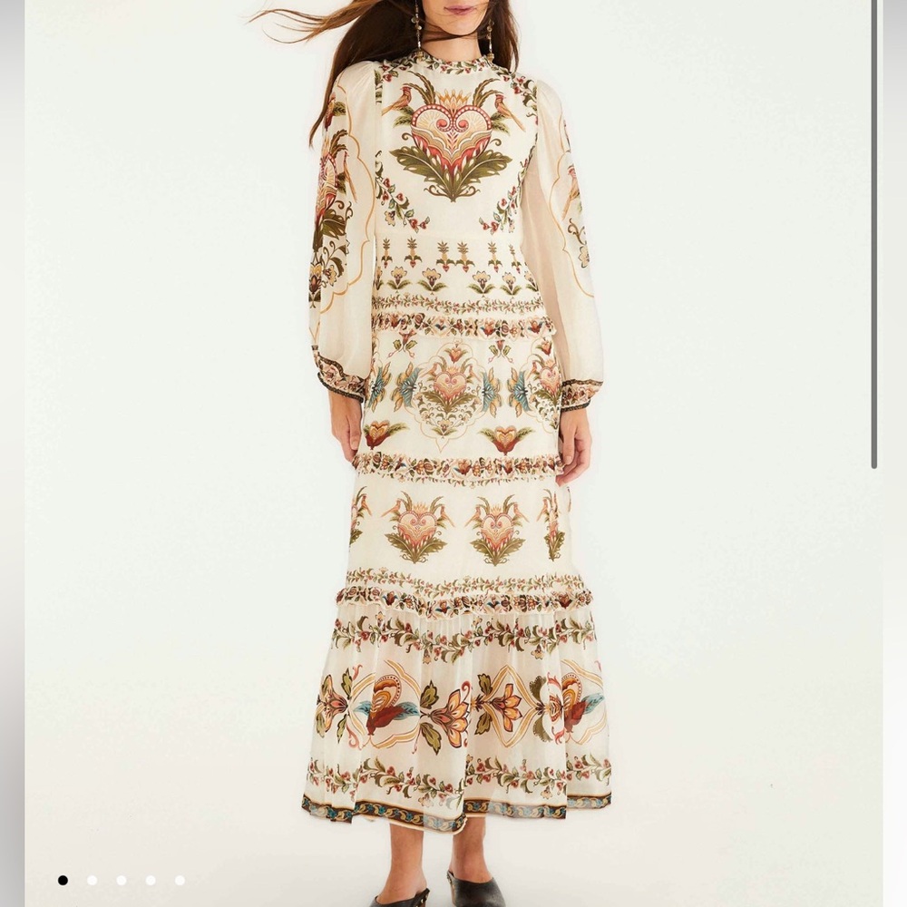 FARM RIO ‼️‼️ Cream Majestic Hearts Maxi Dress